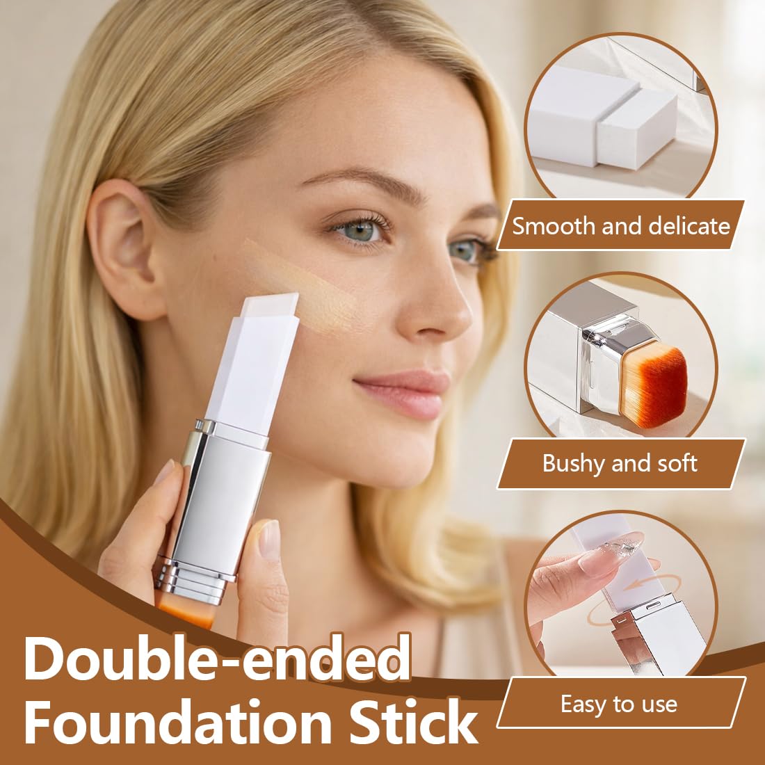 Fondotinta stick bianco Viene con su propio cabezal de cepillo, Base coreana,Resistente al agua y al sudor - Cobertura,Apto para todo tipo de pieles,Consigue un maquillaje natural (Natural) — view 5