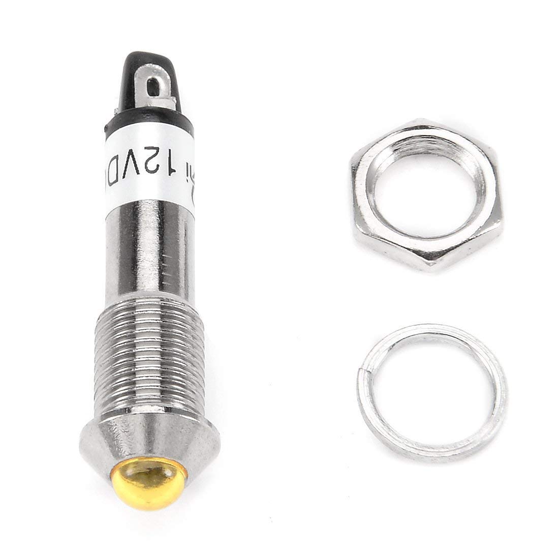 KTM Healthcare® DC 12V 8mm Thread Dia Push-in Mount Head Yellow LED Signal Indicator Light-picture-14