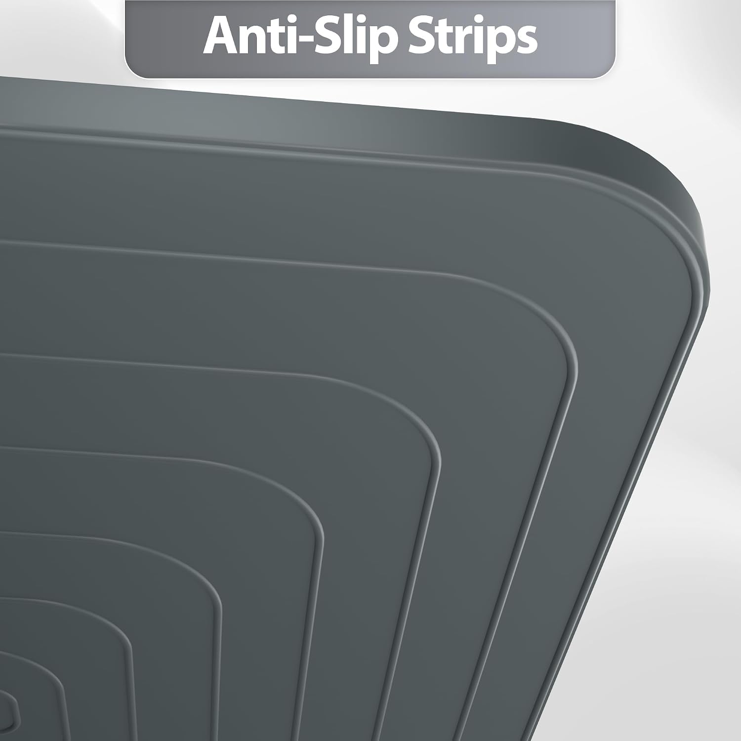Silicone Dog & Cat Food Mat with Raised Edge, 24"x16" Extra Thick Waterproof Non-Slip Pet Feeding for Food and Water Bowls, Spill Proof Mat to Protect Floors, BPA Free Dishwasher-Safe,Gray