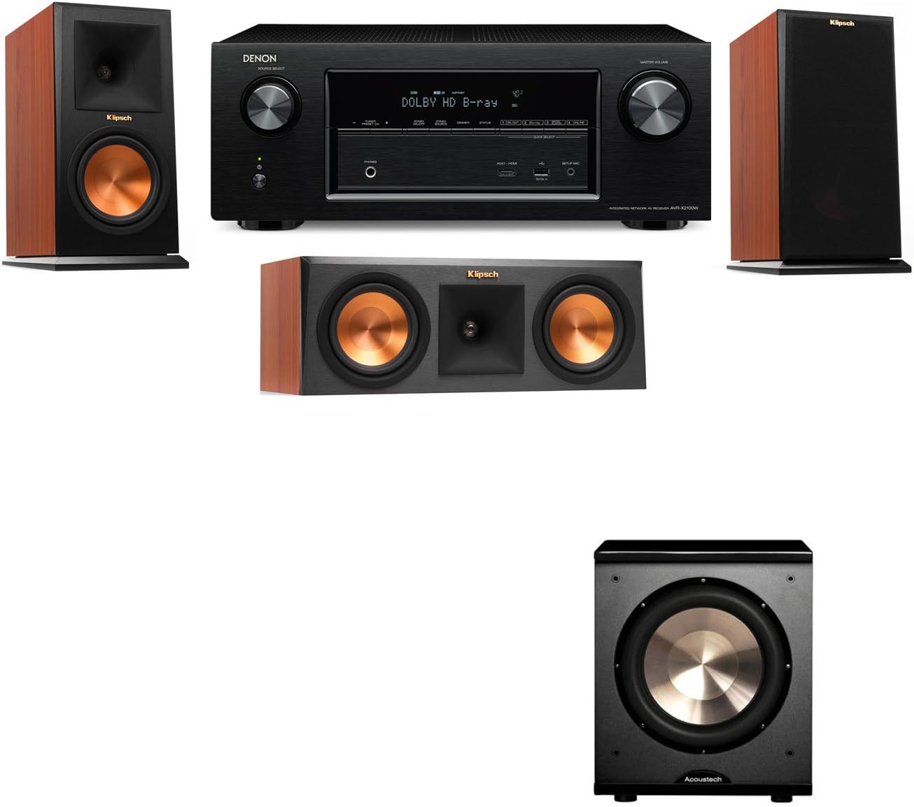 Klipsch RP-150M-CH Monitor Speaker 3.1 PL-200 Denon AVR-X2100W