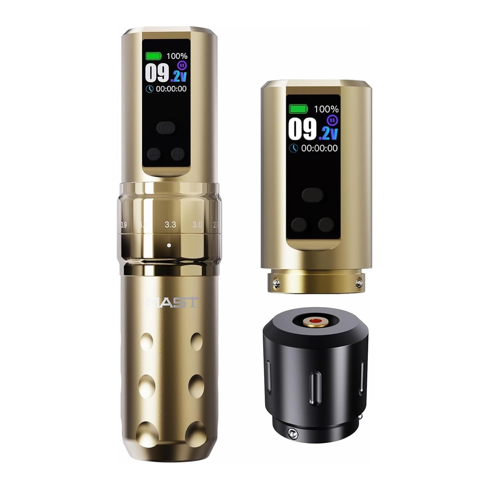 Mast Fold2 Pro Kabellose Tattoo Maschine Pen Rotary Tätowiermaschine Tattoo Gun 7 Strokes Length 2000mAh Batterie Powerful Motor by Mcore Smart Display Screen für Pro Artists Golden