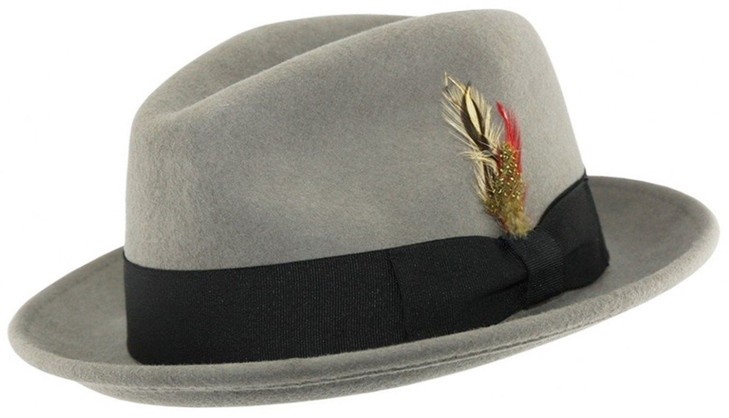 Mens or Boys C-Crown Trilby Hat 100% Wool Crushable Felt Fedora/Trilby (57 cm, Grey)