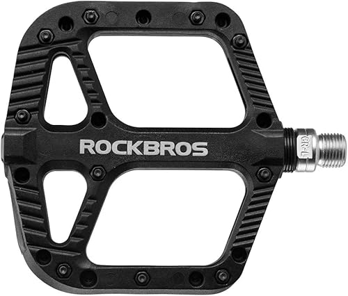Miniatura 2 de ROCKBROS Pedales de bicicleta de montaña Rodamiento compuesto de nylon 9/16 "MTB Pedales de bicicleta con plataforma plana ancha negro