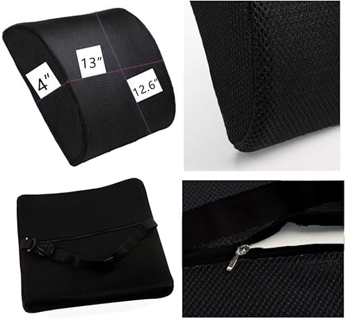 Miniatura 2 de Almohada viscoelástica de espuma viscoelástica con soporte lumbar de malla transpirable, alivio del dolor de espalda baja, se adapta a la correa