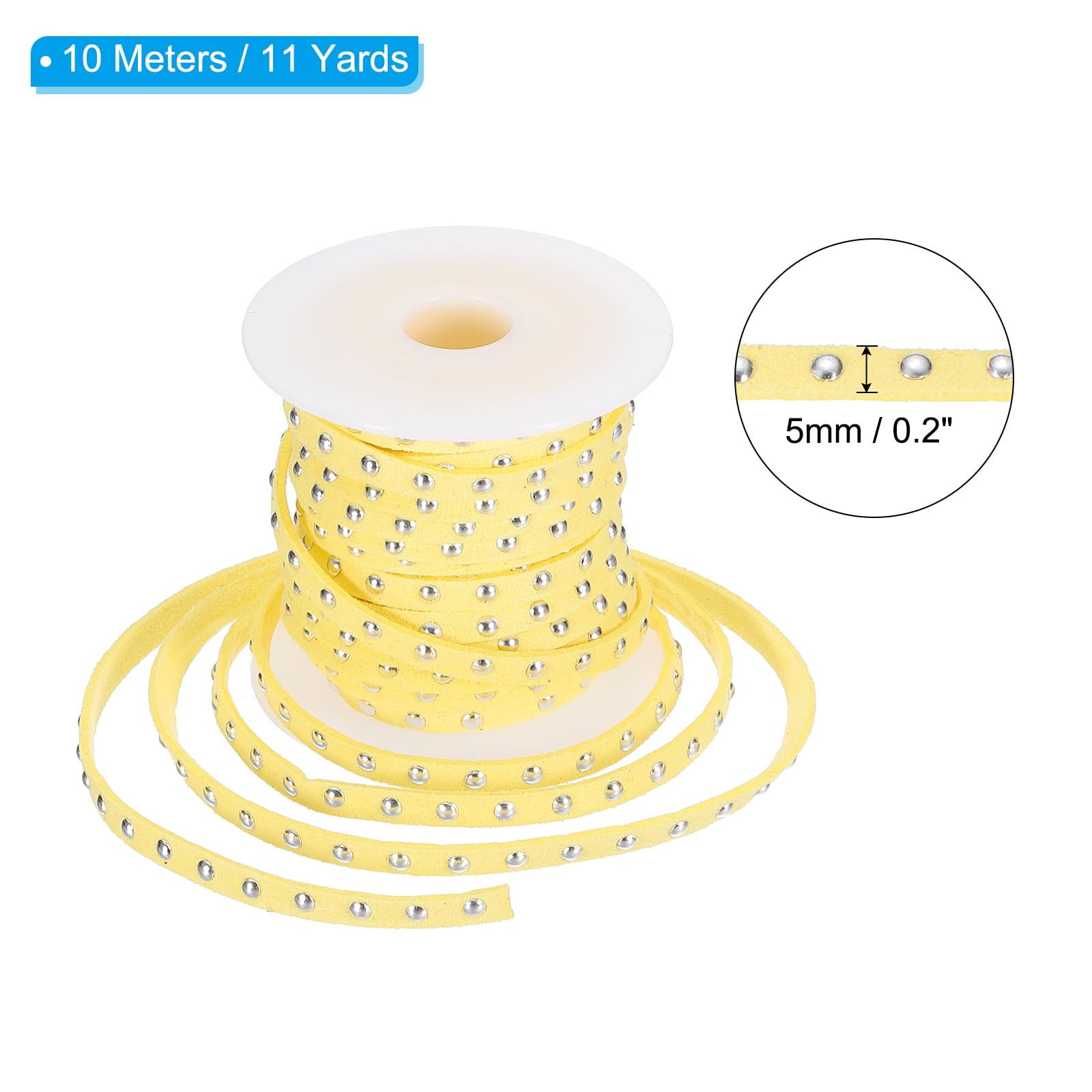 PATIKIL 32.8ft Studded Faux Suede Cord Rope for Jewelry Making 5mm Micro Fibre Flat Leather Lace Beading String Ribbon with Rivets - Image 2