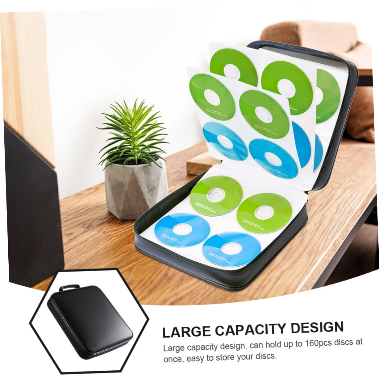 BESPORTBLE Custodia Rigida per CD e Dvd Capacità 160 Dischi Organizer Portatile Rivestimento Interno Anti-Graffio e Maniglia Custodia per CD Resistente e Trasportabile per Casa e Viaggio
