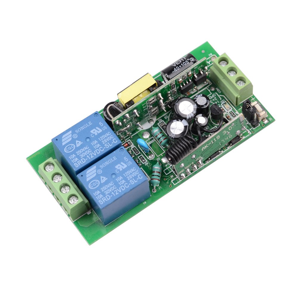 Interruptor de 2 canales con receptor/mando a distancia inalámbrico, mando a distancia, pantalla LED, interruptor de luz con dos interruptores de pared, para exterior, interior, jardín