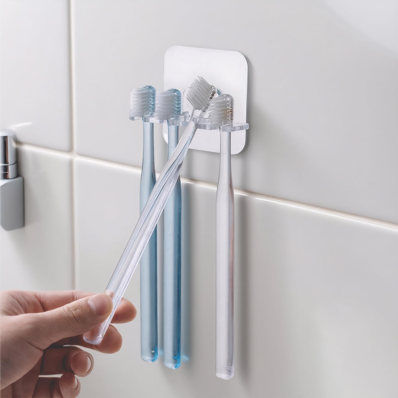 Support Brosse à Dent Mural Adhésif - Lot De 4 Porte-Brosses à Dents Rétractables Sans Perçage - Idéal Salle De Bain, Dortoir, Camping-Car