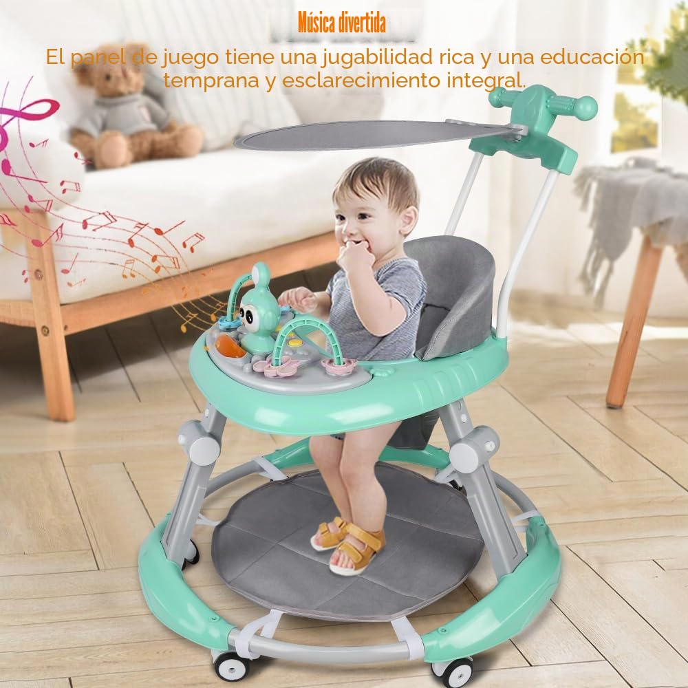 Andador caminar para bebé niña de 6 meses, carrito evolutivo 3 en 1, baby walker, aprende a caminar, empujador, 70 x 70 x 91 cm, verde