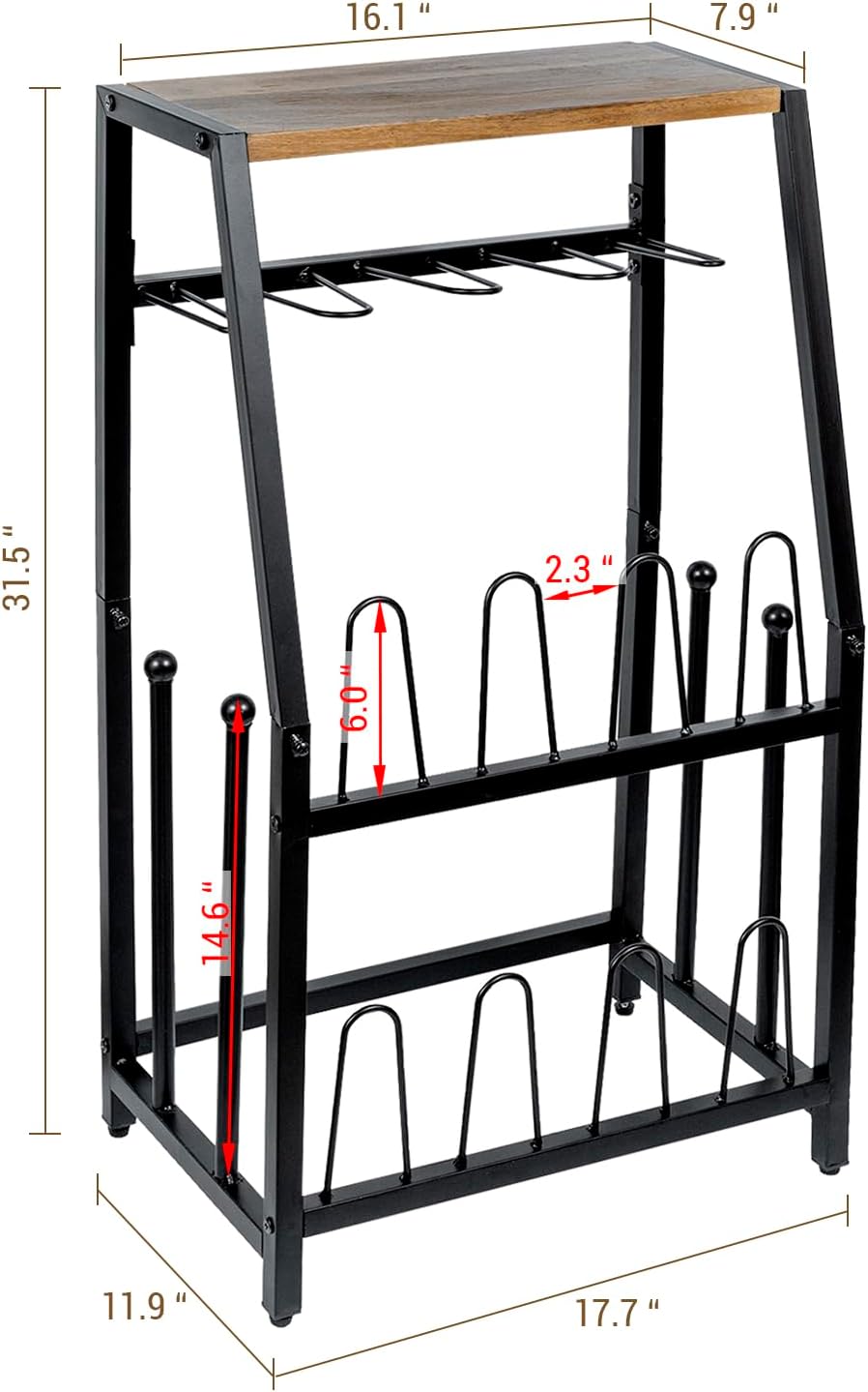 MyGift Acacia Wood & Black Metal Entryway Organizer: 2-in-1 Shoe Rack with Shelf & Boot Storage for 8 Pairs - Rustic Modern Entry Table with Adjustable Feet (Foyer/Mudroom/Garage)