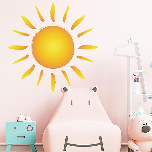 Miniatura 3 de Calcomanías de pared de 37.8 x 37.8 pulgadas, diseño bohemio de acuarela para despegar y pegar, calcomanías de pared de PVC con salida del sol,