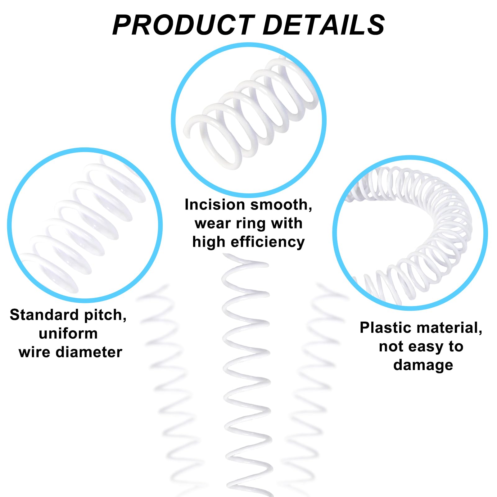 Rayson SR3159W Lot de 100 anneaux de reliure en spirale Blanc 15,9 mm Pas 3:1