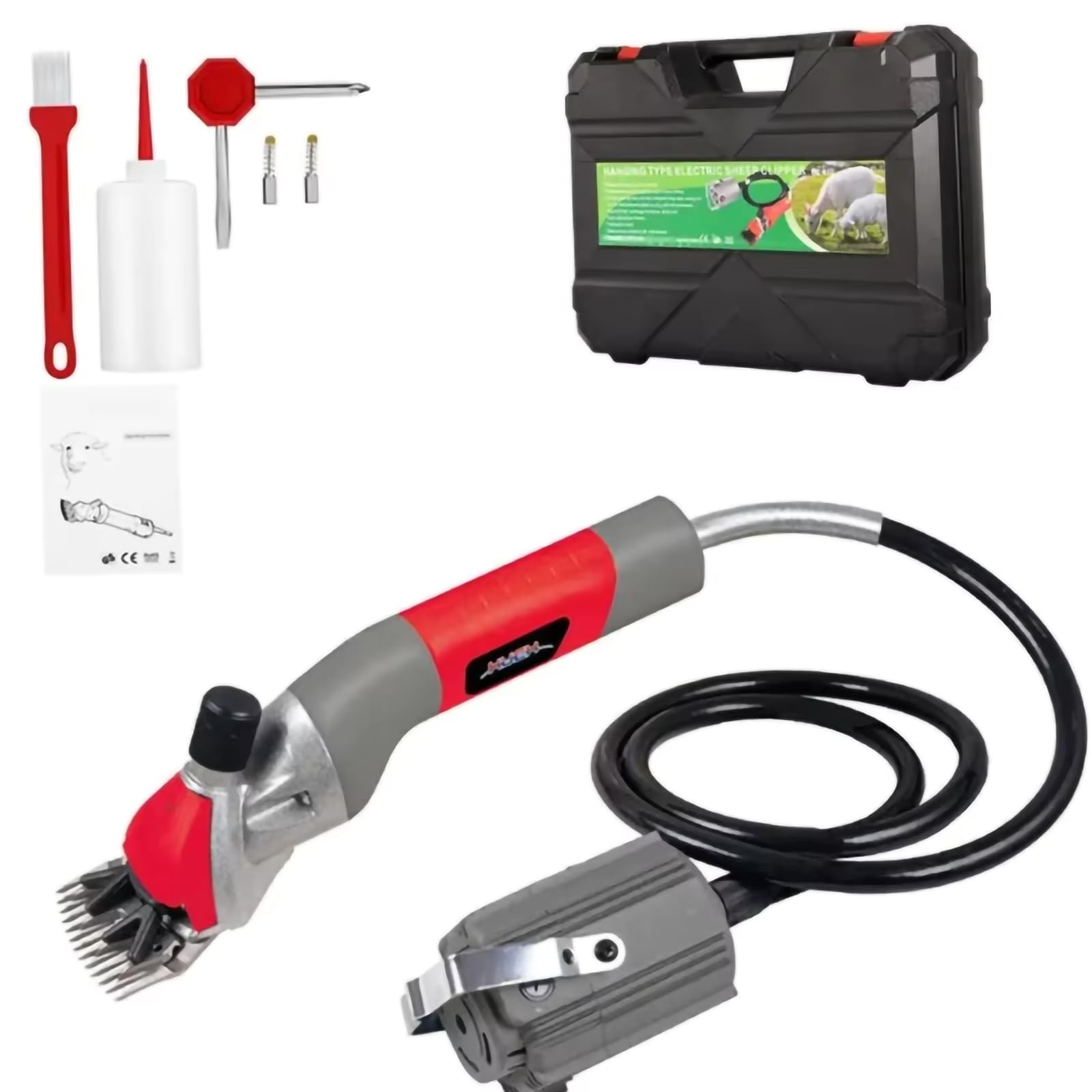 Tosatrice elettrica per lana ad alta potenza per alpaca e bestiame | 1000 W ad alta potenza, 2800 giri/min, lama curva larga 76 mm | Tosatrice per toelettatura animali a basso rumore,Red