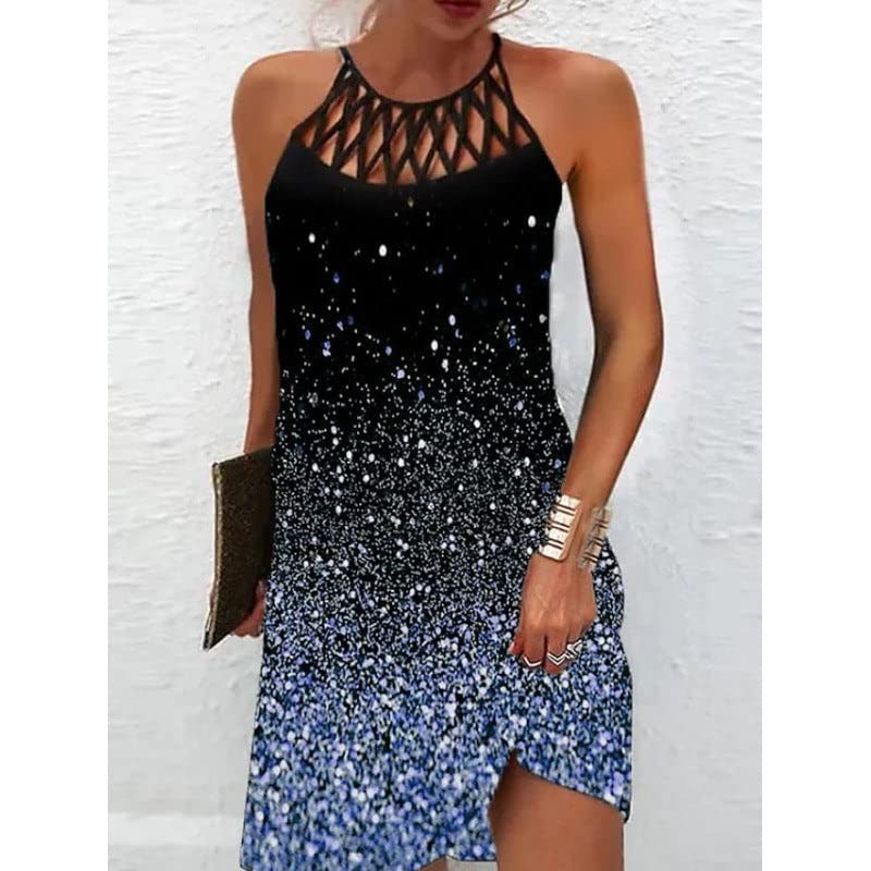 Image of BIRW Summer Dresses for Women 2026 Casual Floral Halter Neck A-line Beach Vacation Sundresses