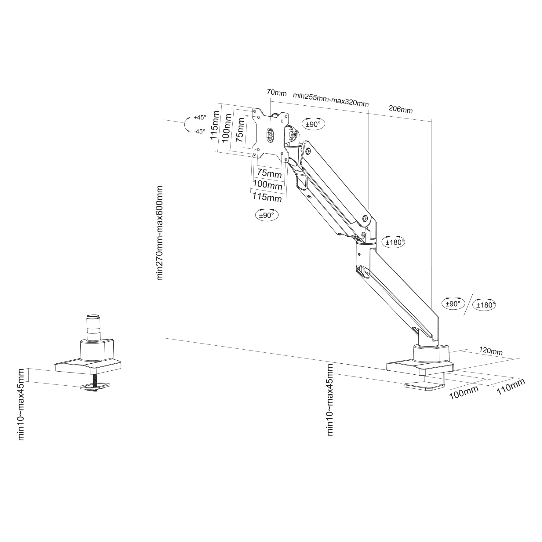 Neomounts NEWSTAR SOPORTE DE ESCRITORIO PARA PANTALLA 10-49"