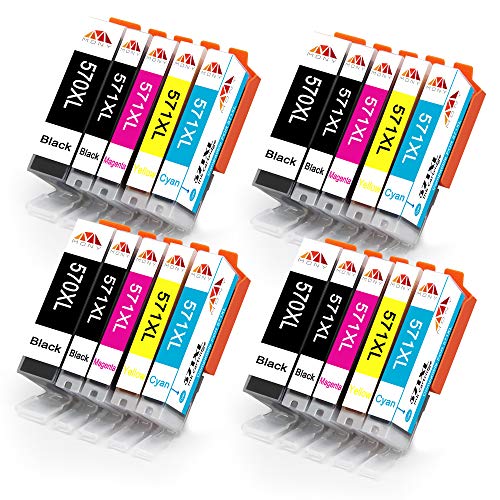 Mony Compatible Cartuchos de Tinta para Canon PGI-570 CLI-571 XL con Canon Pixma MG5750 MG6850 MG7751 MG7750 MG6852 TS5051 TS5055 TS5050 Impresoras (4 Negro, 4 PGBK, 4 Cian, 4 Magenta, 4 Amarillo)