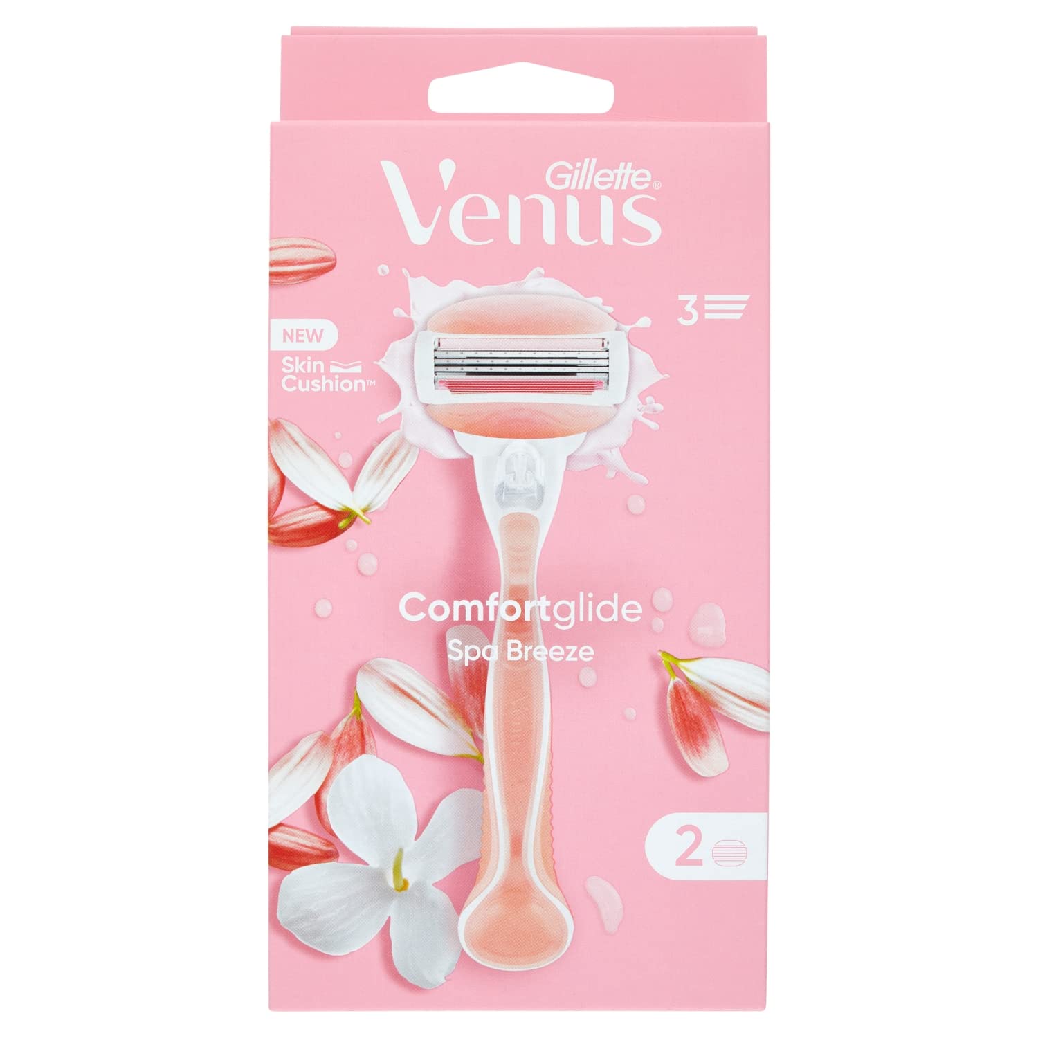 Gillette Venus ComfortGlide Spa Breeze Rasoio Donna Con 2 Lamette Di Ricambio, Manico Ergonomico E Supporto Per Doccia