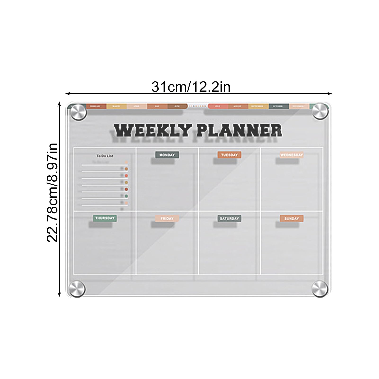 Lavagna bianca per frigorifero, riutilizzabile, 30,5 x 22,9 cm, in acrilico trasparente, blocco note, planner per lista mensile della spesa, planner per cucina | in acrilico trasparente, blocco note, planner per lista mensile della spesa, planner per cuci