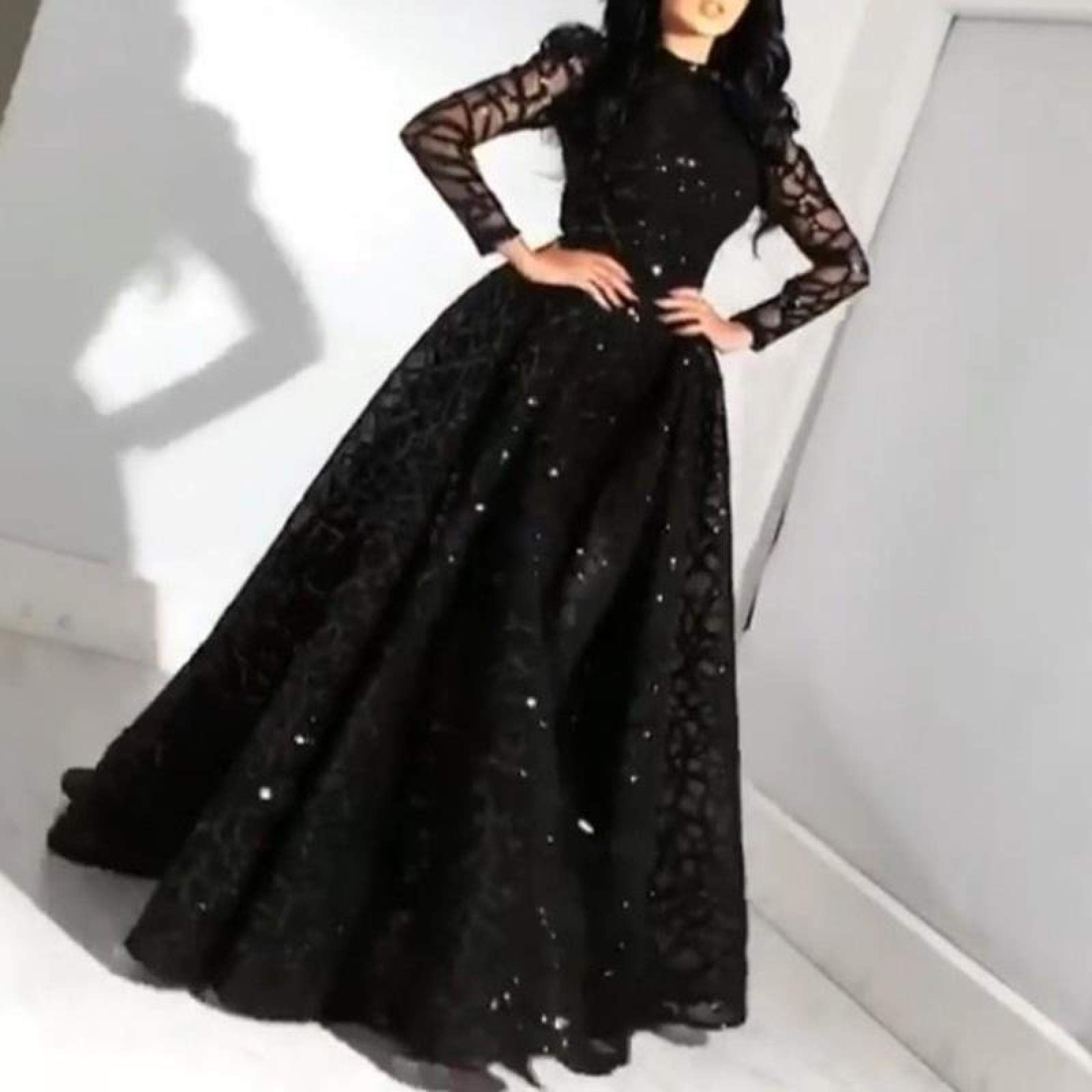 Black Shiny Sequin Long Sleeve Party Dress for Women : Amazon.nl: Fashion
