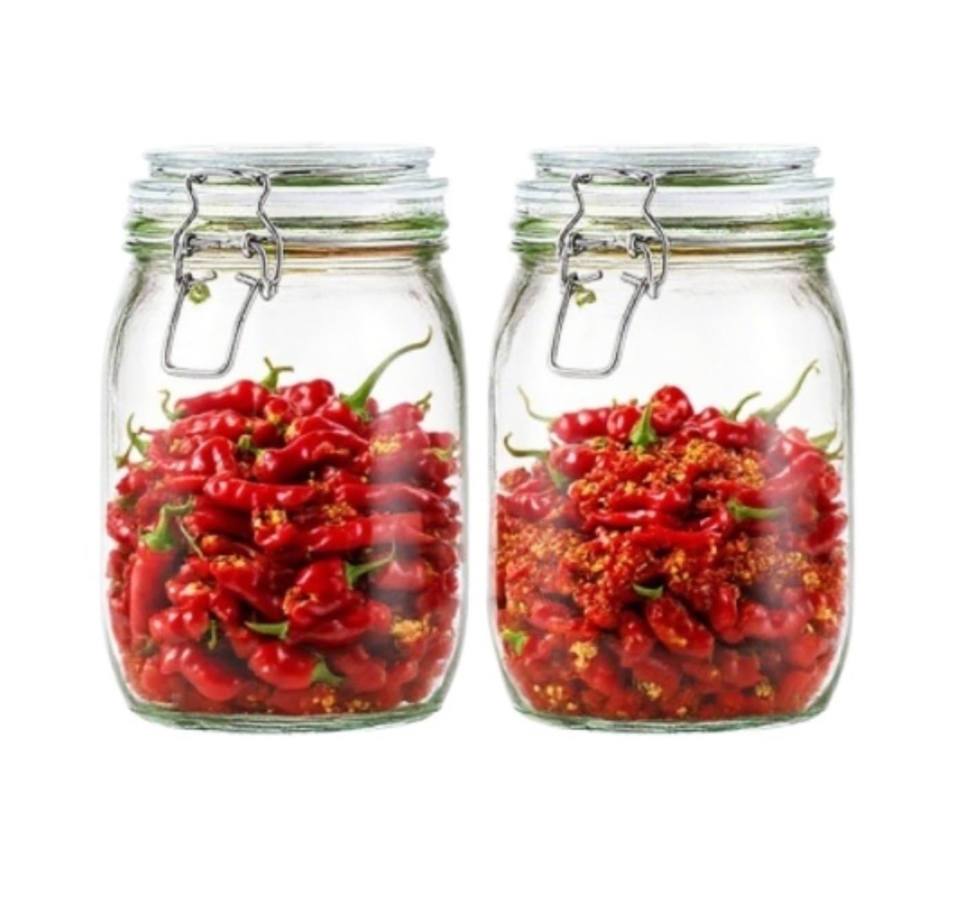 AMULONG Sweet Jars Apothecary Set Of 2 Glass Jar With Lid Airtight Storage Container For Coffee Jars for Crafting(1000ml)