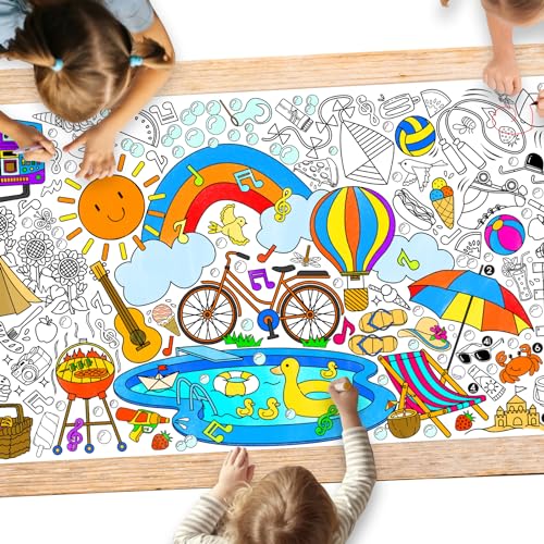 Gatherfun Giant Coloring Poster for Classroom - 31.5x72 Versatile Summer Activity Poster/Table Cover for School Parties Birthday & Special Events Decoration