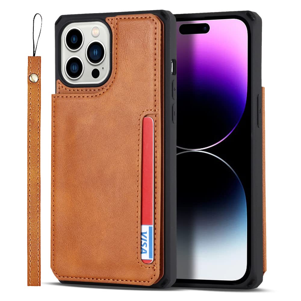 Purse wallet phone case iPhone 12 Mini housse cuir marron avec sangle - 6