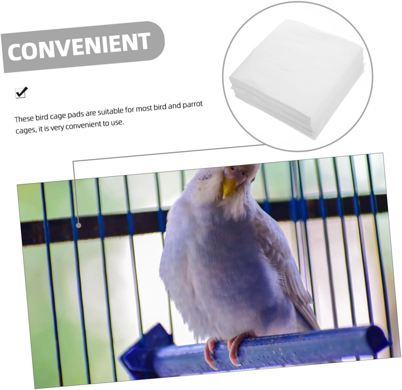 GANAZONO 300Pcs Bird Cage Liner Pads for Parrots Absorbent Cushions for Large Cages Birdcage Accessories Convenient Efficient Daily Use