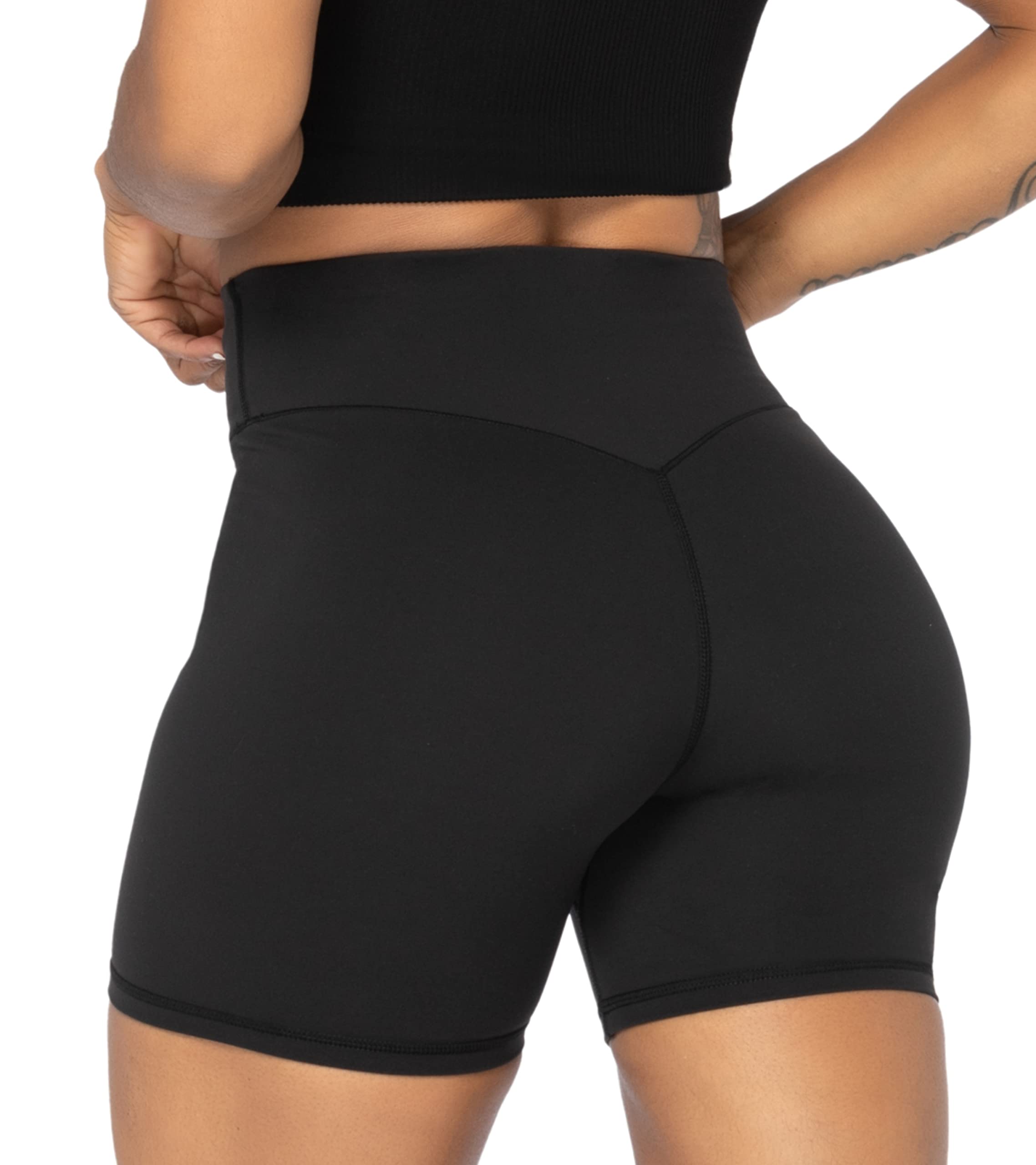 Sunzel High Waist Biker Shorts for Women No Front Seam Soft Yoga Workout Gym Bike Shorts Tummy Control Squat Proof Black