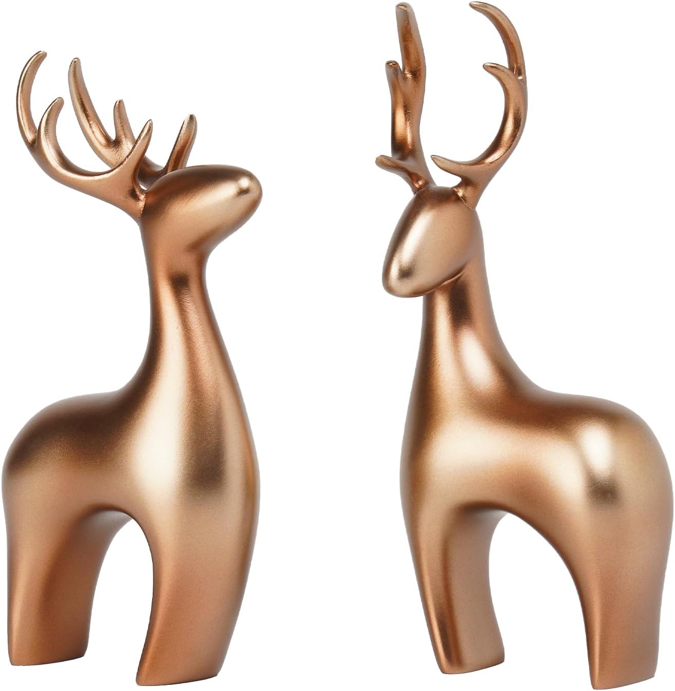 Braxio Deer Statue Reindeer Home Decor - 2pcs Resin Copper Reindeer Sculpture Deer Figurines for Living Room Bedroom Office Desktop Bookshelf Cabinets Decor Home Decoration Copper Deer Figurine