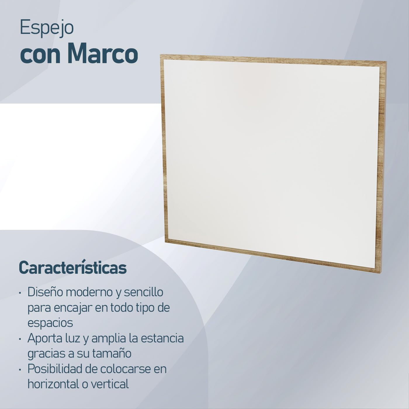 amuéblate Online - Espejo de Pared, Modelo Florida, Acabado en Color Cañón, Incluye Herrajes, Medidas: 75 cm (Alto) x 90 cm (Ancho) x 2 cm (Fondo)