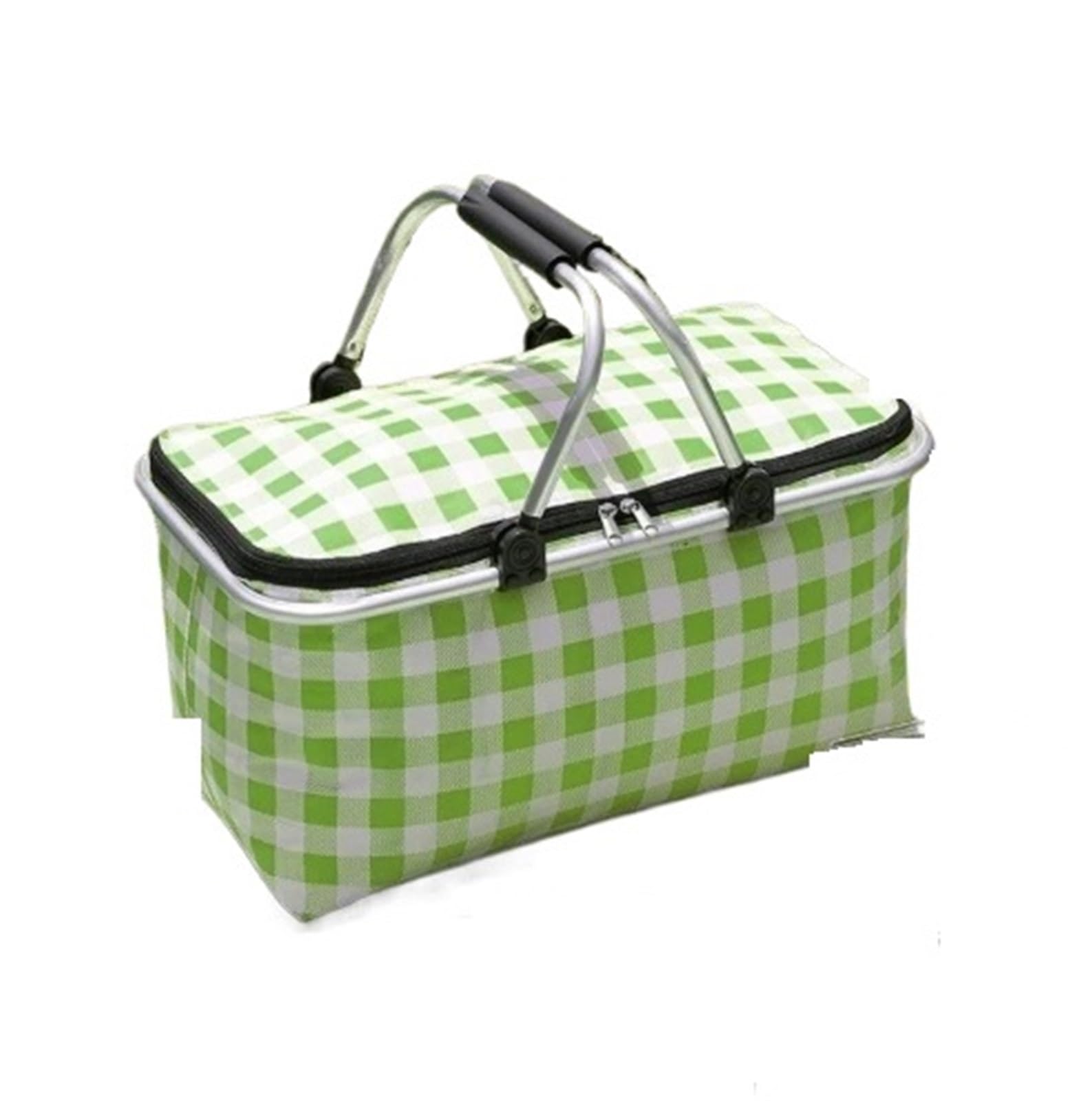 Foldable Outdoor Picnic Basket Insulated Cooler Bag Handheld Aluminum Foil Thermal Insulation For Camping BBQ Travel(Green)
