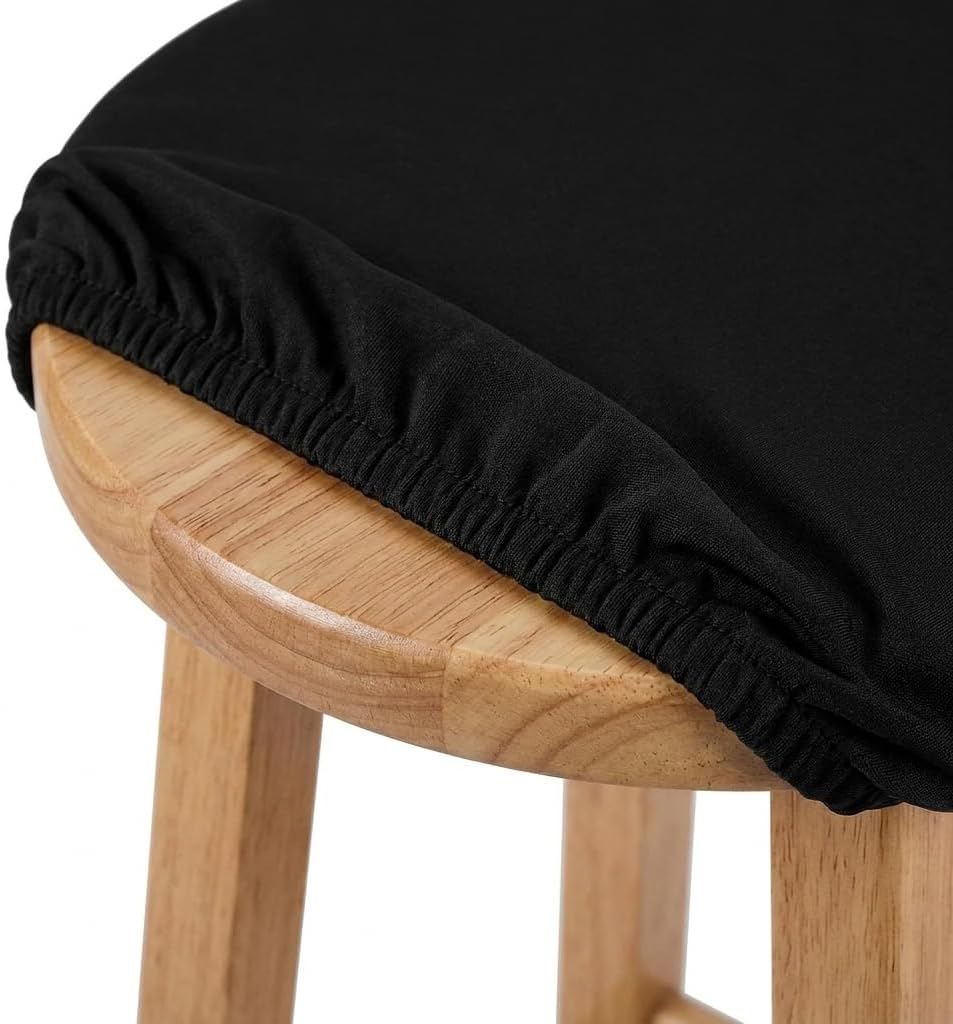 2 Pack Bar Stool Covers - High Elastic Soft Seat Covers Fit for 11-14 Inch Round Chair for Home Hotel Market (Black)