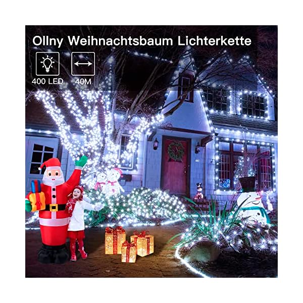Ollny Lichterkette außen 40M 50M Lichterkette Weihnachtsbaum mit Fernbedienung Timer Wasserdicht Weihnachtsbeleuchtung außen Weihnachten Tannenbaum Balkon – Bild 3