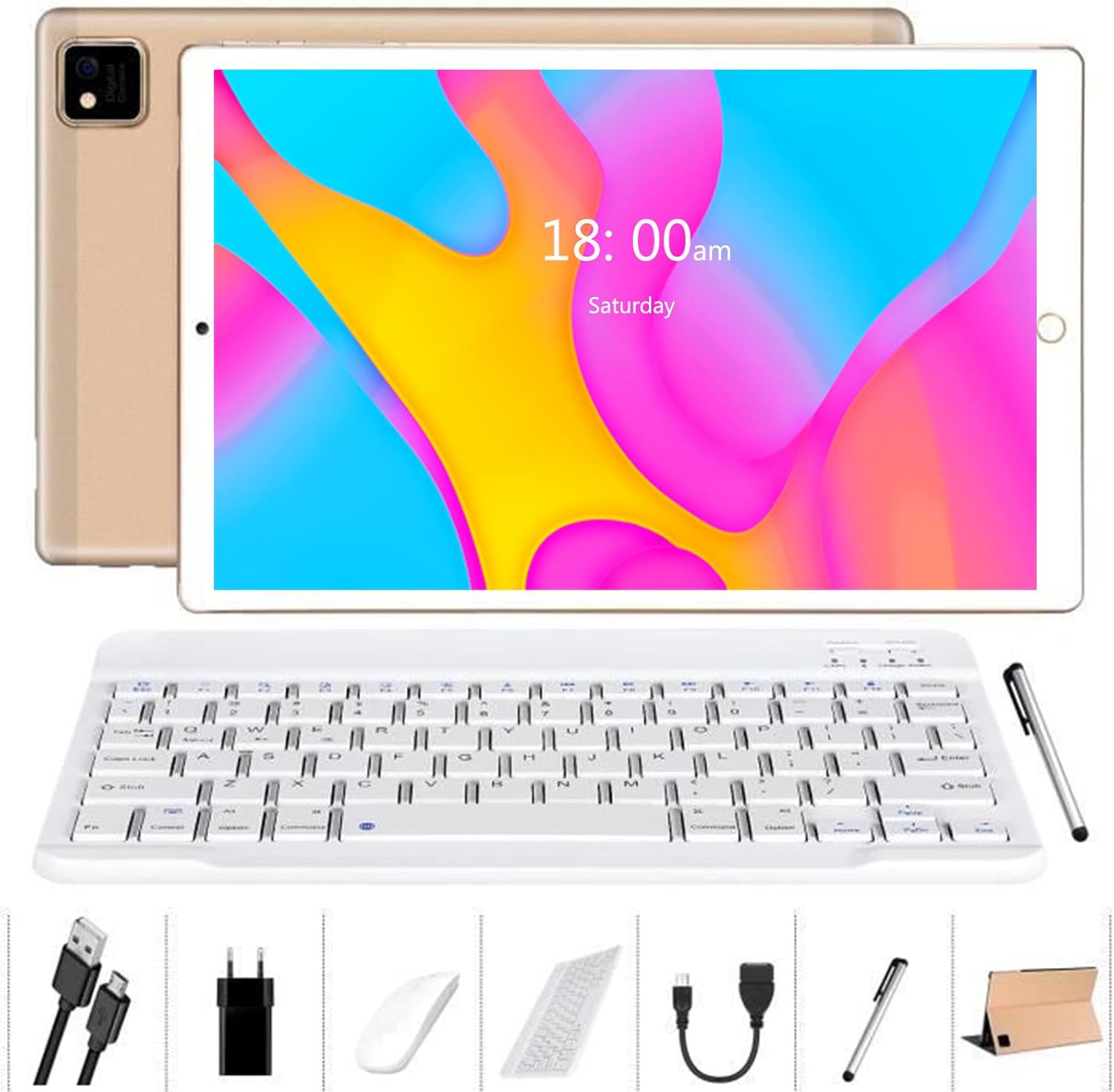 YOTOPT Tablet 10 Inch Android 10.0 with Keyboard and Mouse OctaCore