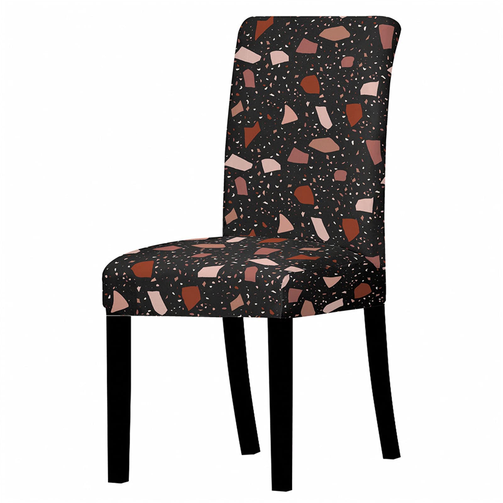 Housse de Chaise Extensible, Treer Géométrie Imprimé Couverture de Chaise Housse de Salle à Manger pour Banquet Hotel Mariage Décor- Haut Dossier Stretch Universel (Brun,10 pièces)