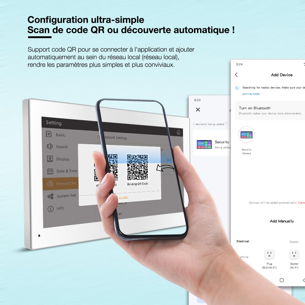 Visiophone Filaire Connecté à 2 Fils,Interphone Vidéo IP WiFi avec 7'' écran Tactile,Résolution 1080P,Unlock à Distance Via APP/IC Cartes,Audio Bidirectionnel, NO/NC Verrouillage de Porte