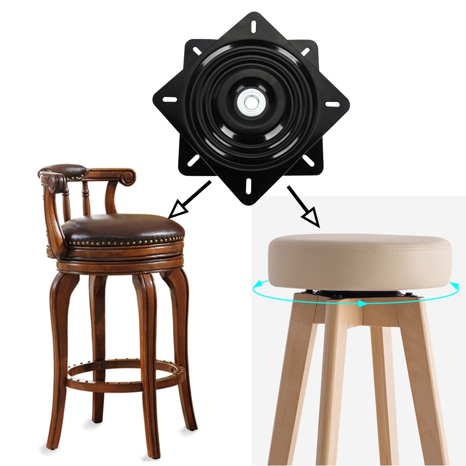 Base girevole con piastra orientabile, Piastra girevole con cuscinetto a sfera Lazy Susan. Nero a 360 gradi 6-12 pollici(12inches)