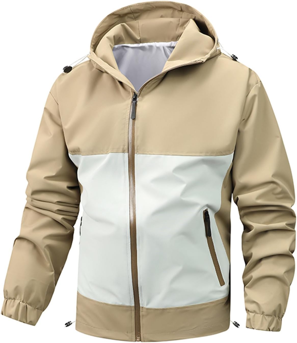 Mens Rain Jackets Waterproof with Hood Outdoor Hiking Raincoats Lightweight Slim Fit Softshell Windbreakers Jackets