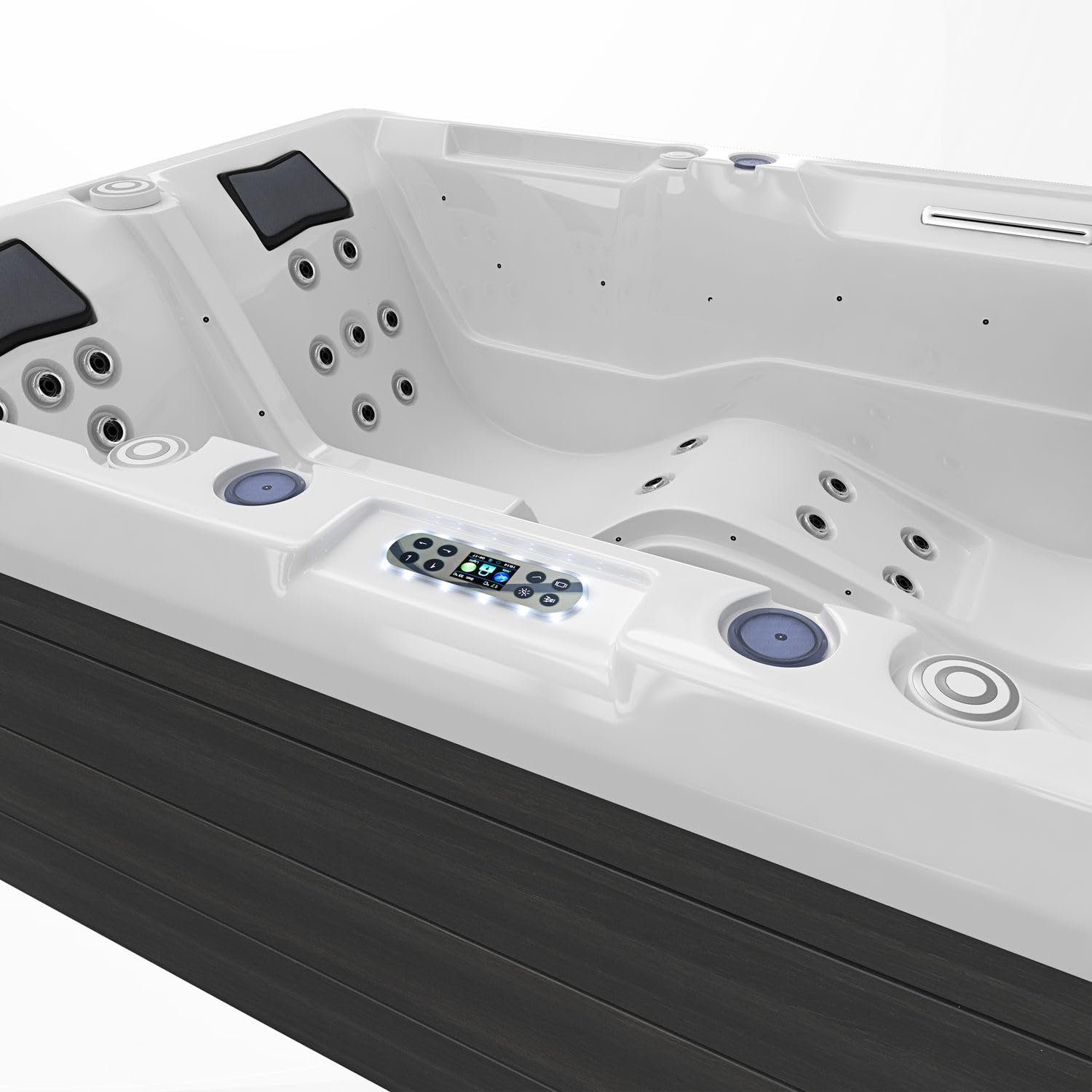 Tronitechnik Outdoor Whirlpool Spa ELBA Außen Whirlpool weiß 210cm x 150cm mit Heizung, Hydromassage, Sanitäracryl und Farblichtherapie