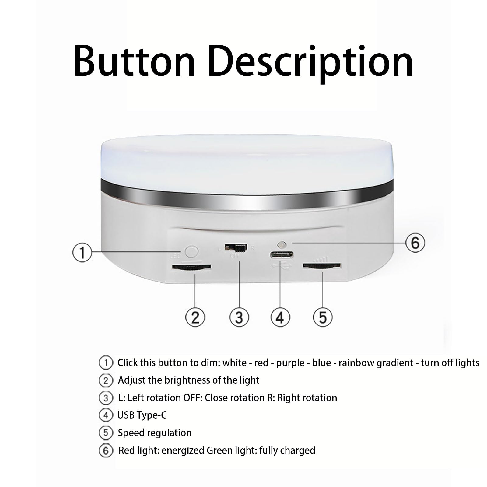 Présentoir Lumineux télécommandé Plateau tournant Support d'affichage Rotatif pour Support de Lampe LED