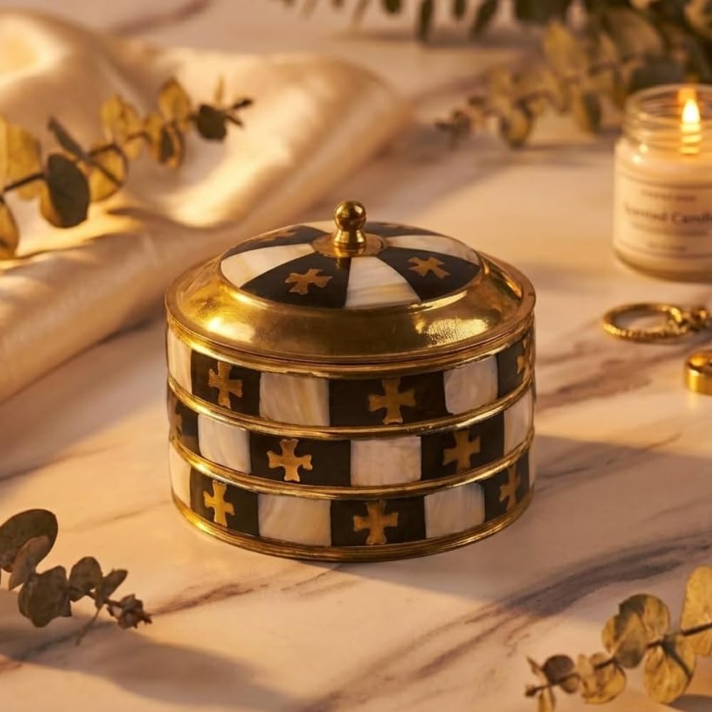 Buy House Of Wemy Mother of Pearl and Brass Trinket for Jewelry and ...