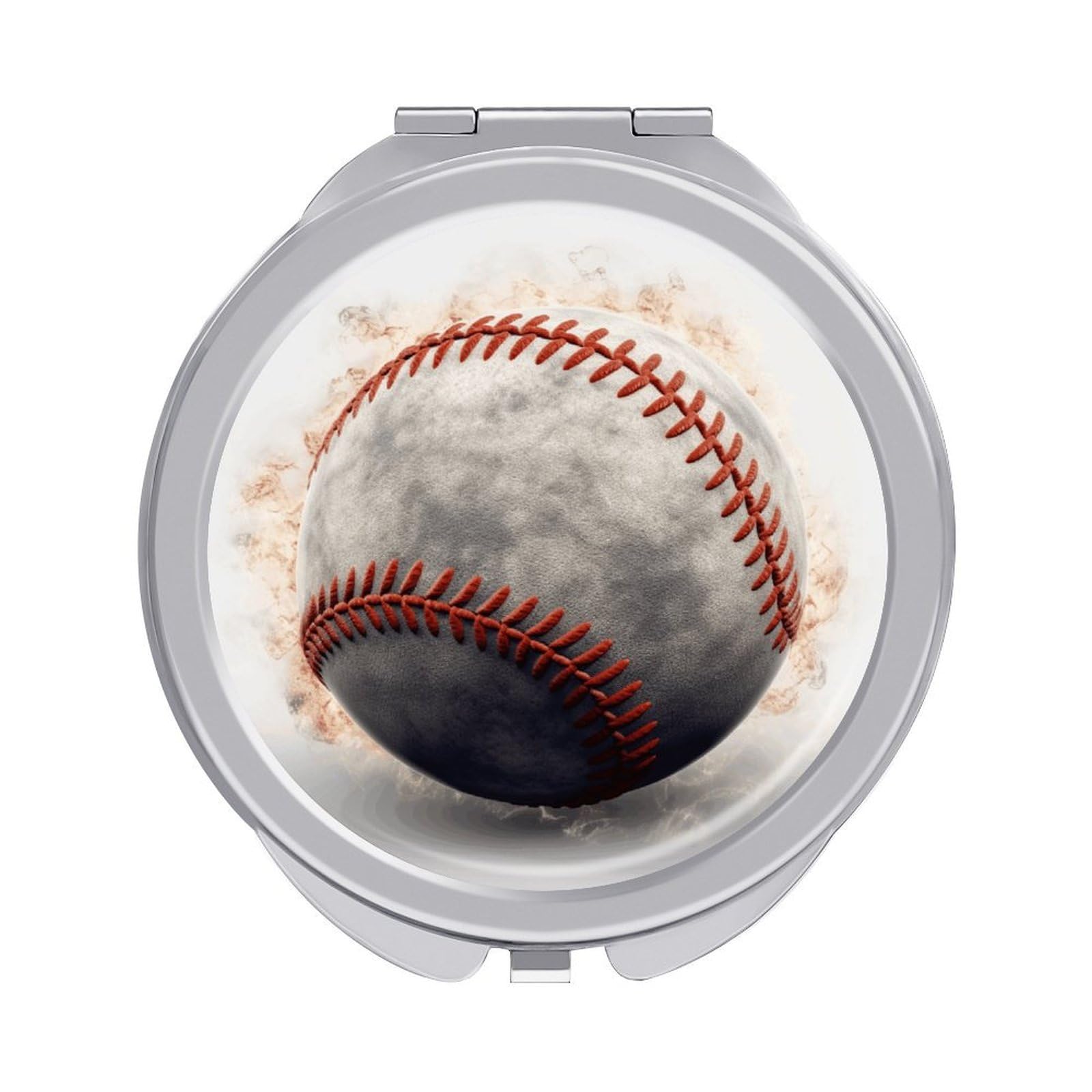 JTREHY Baseball Makeup Mirror Silver Mirror Surface Folding Makeups Mirrors Lightweight Durable Looking Glass for Suitable Traveling Handbag and Purses