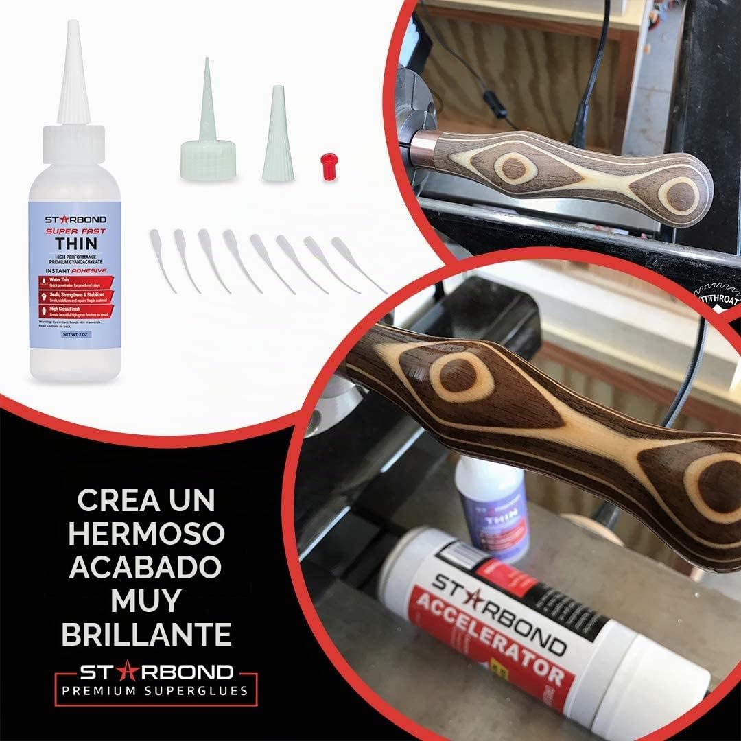 STARBOND Súper pegamento de cianoacrilato (CA) de grado premium por - KIT de recarga completo de 16 OZ (453 gramos) - Adhesivo de viscosidad súper rápido y delgado de 2 CPS para torneado de madera