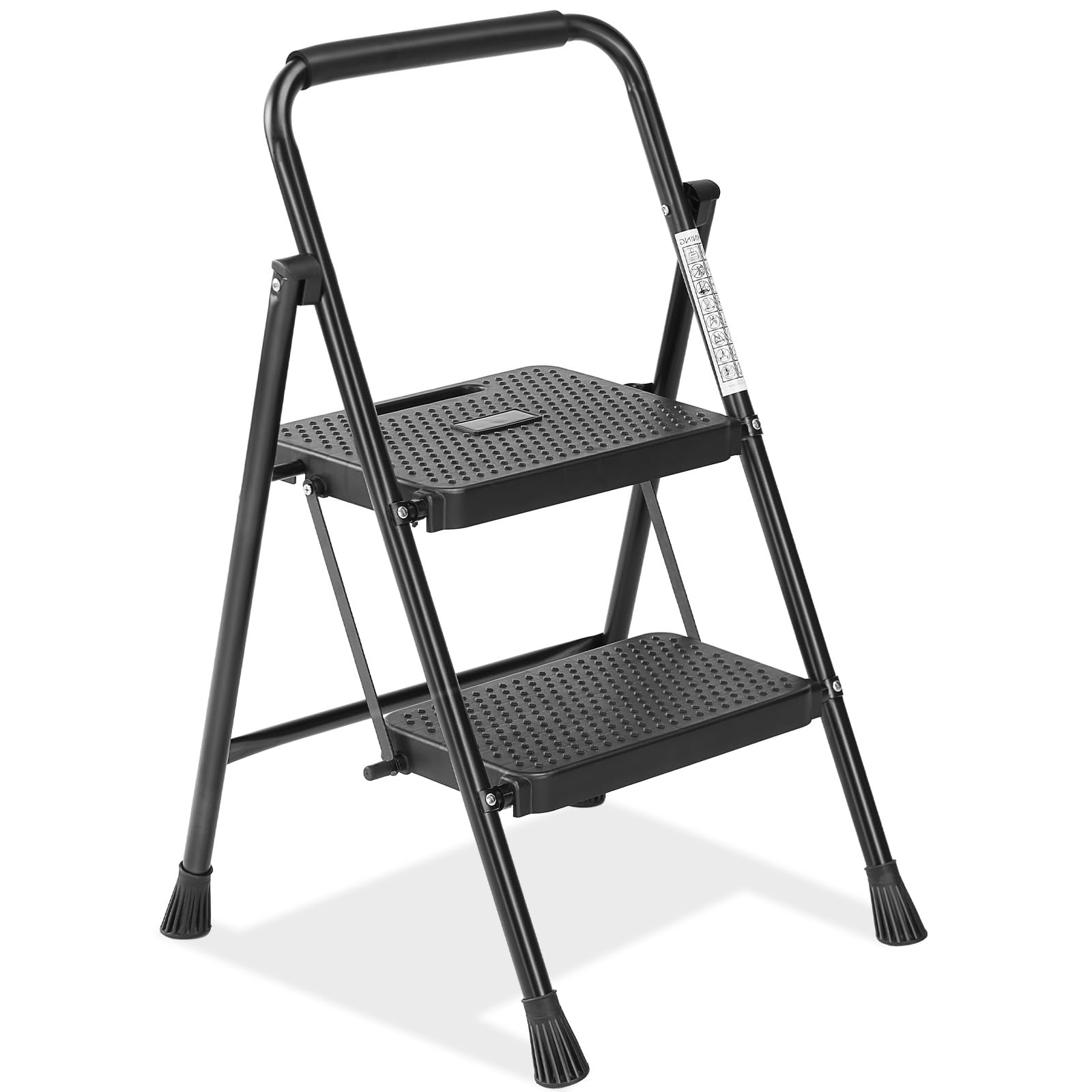 Sweetcrispy 2 Step Ladder, 800lbs Sturdy Portable Ladder, Folding Step Stool with Wide Anti-Slip Pedal, Cushioned Handle, Lightweight Step Stool for Home Kitchen and Outdoor