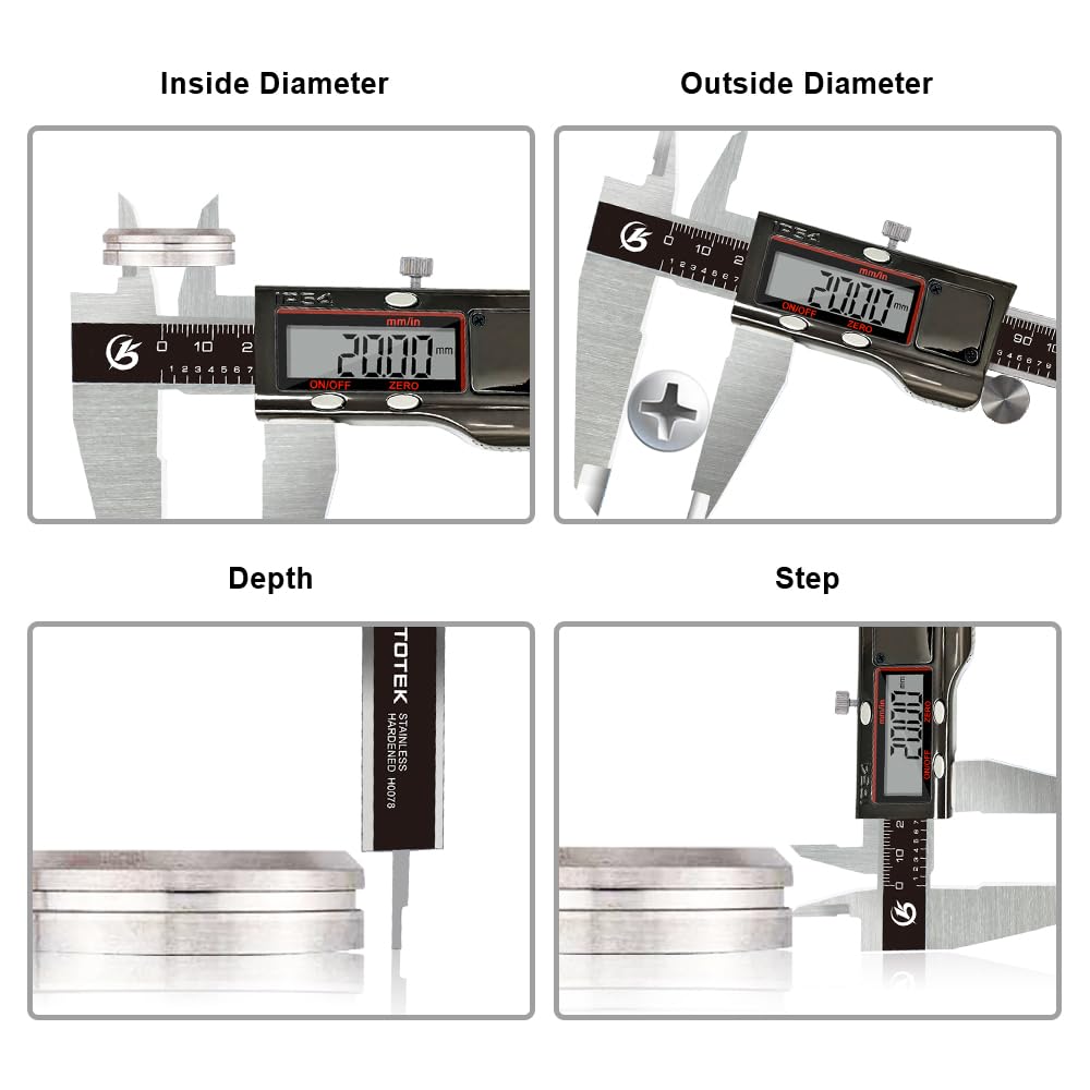 KETOTEK Pied à Coulisse 200mm, Pied à Coulisse Digital en Acier Inoxydable, Outil de Mesure Micromètre Vernier IP54 étanche 8 Pouces, mm/inch, Off Automatique