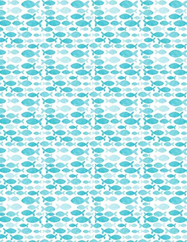 College Ruled Notebook: 100 Pages | 8.5 x 11 - A4 size | Writing Journal & Composition Book | Blue watercolor fish pattern cover
