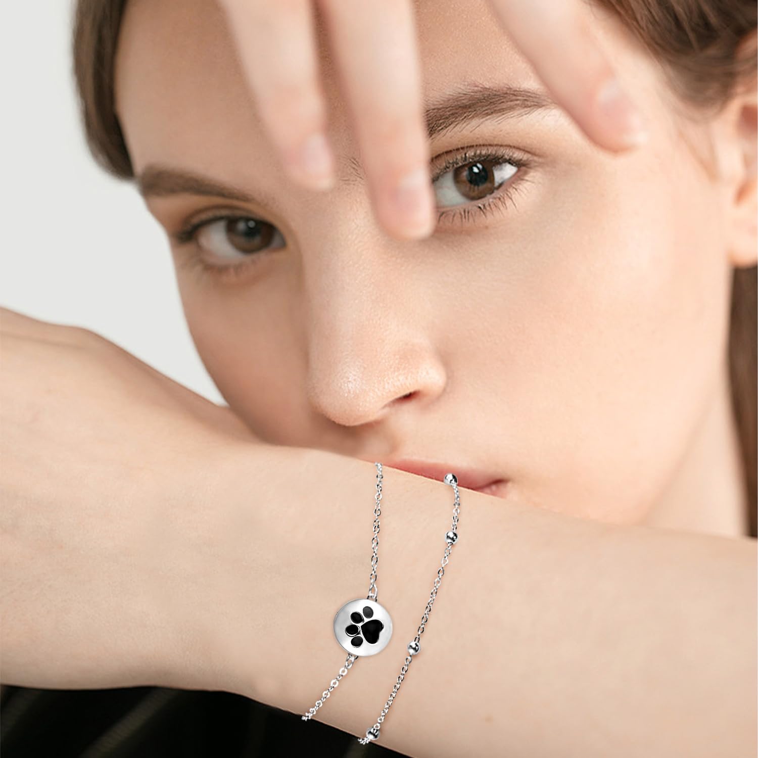 J.MUEN Bracciale in Donna Argento 925 Serie a doppia catenacon Scatola Regalo,Elegante e Moderno Regalo Perfetto per Donne
