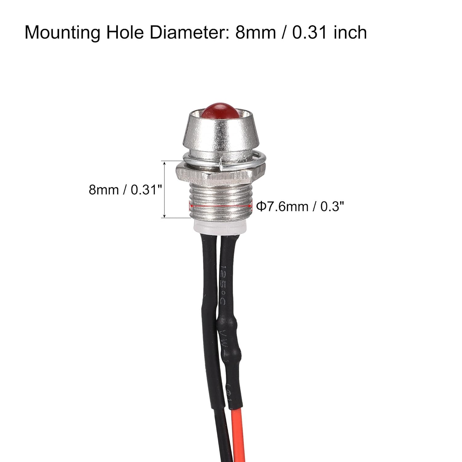 uxcell LED Indicator Light AC/DC 110V 8mm Panel Mount Blue LED Signal Lamp Metal Shell 5Pcs: Industrial & Scientific