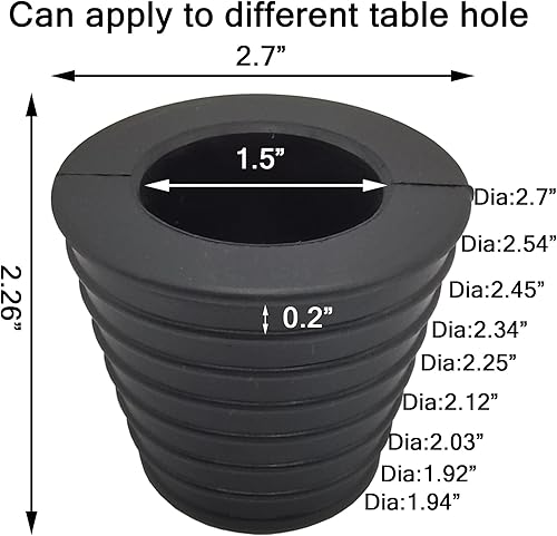 Miniatura 2 de 4 piezas de cuña de cono de paraguas para poste de paraguas de 1.5 pulgadas/1.496 in, para apertura de agujeros de mesa de patio o base de sombrilla