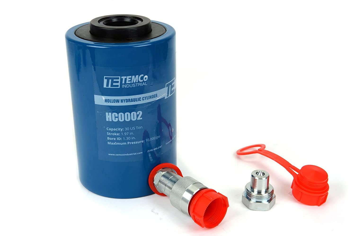 TEMCo HC0002 - Hollow Hydraulic Cylinder Ram 30 TON 2 Inch Stroke (Optional Tonnages Availiable)